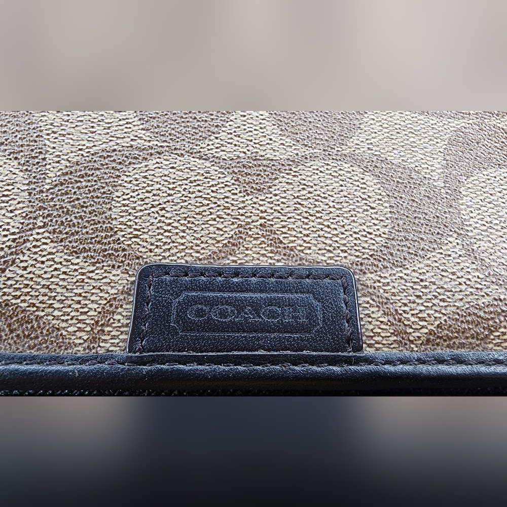 Coach Signature Bi-Fold Wallet In Brown Coated Canvas & Leather - Picture 9 of 9